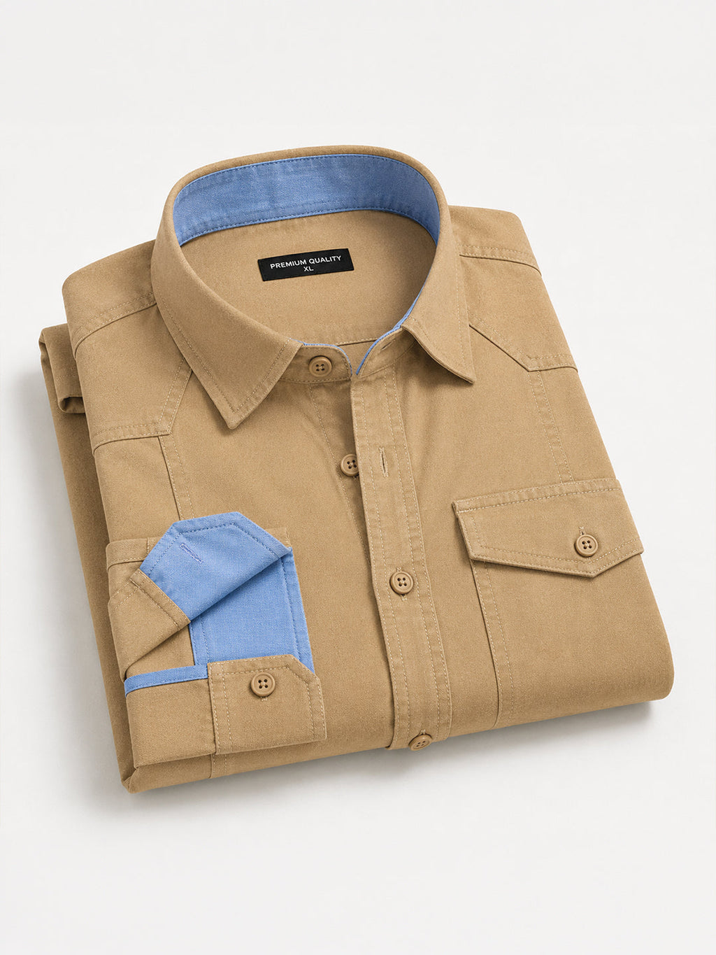 Pack Of 2 Cargo Style Dark Brown & Cream Shirt
