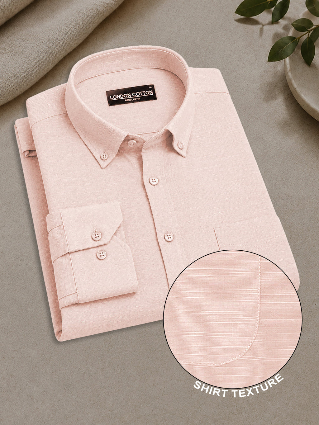 Peach Linear Linen Shirt