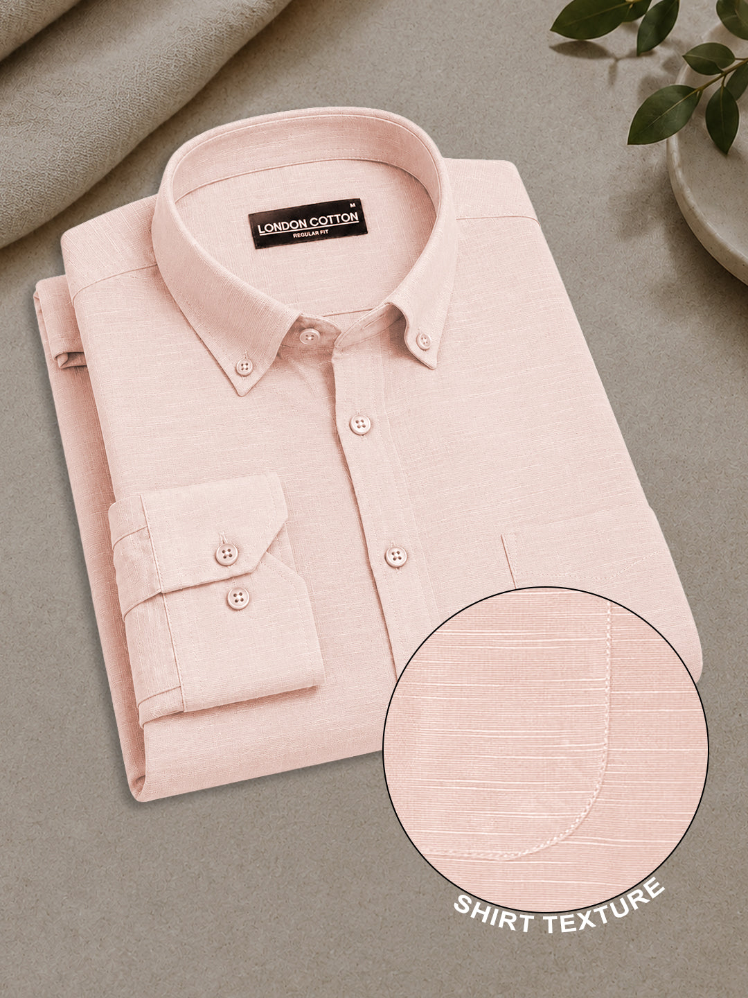 Peach Linear Linen Shirt