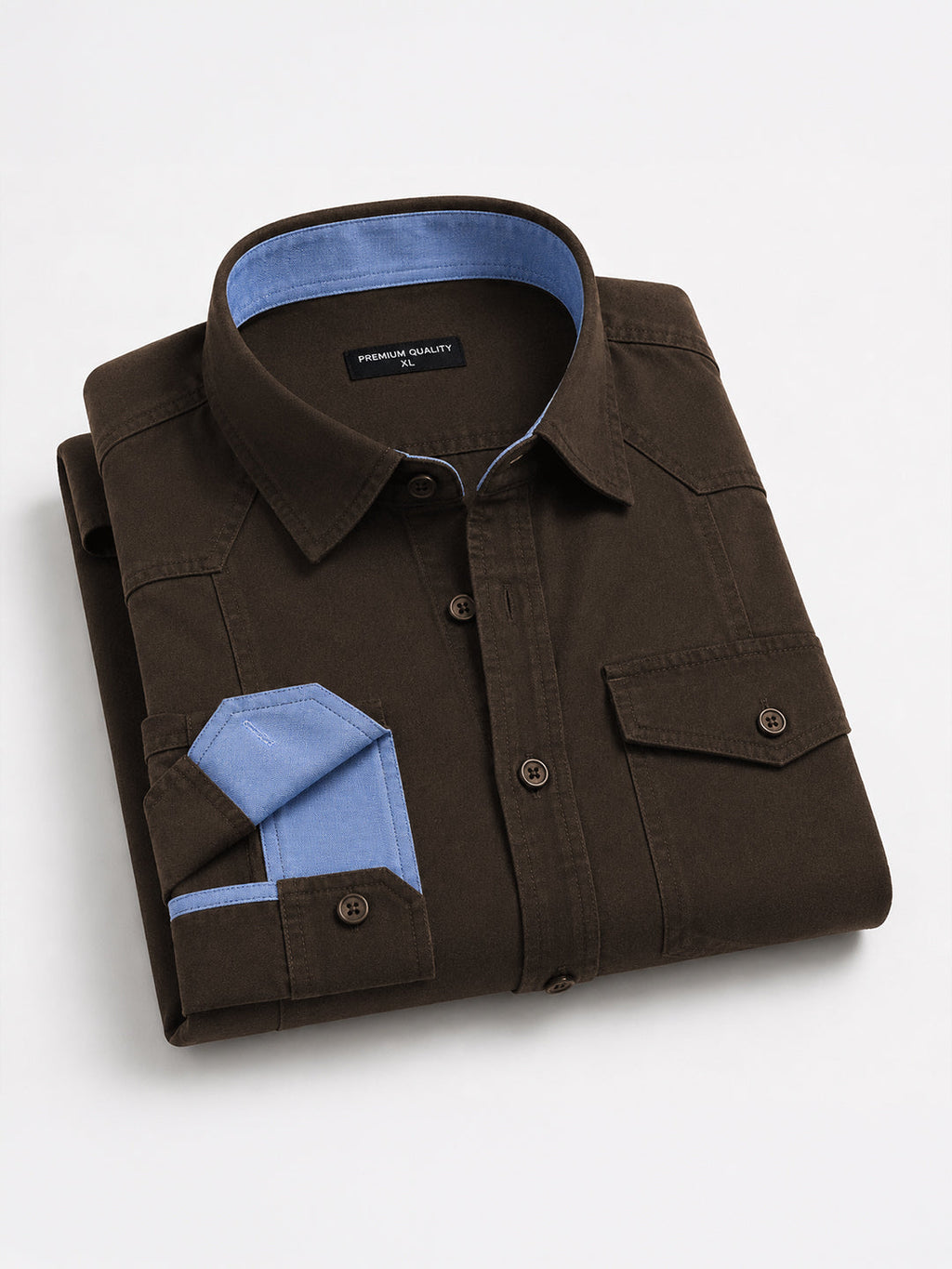 Pack Of 2 Cargo Style Dark Brown & Cream Shirt