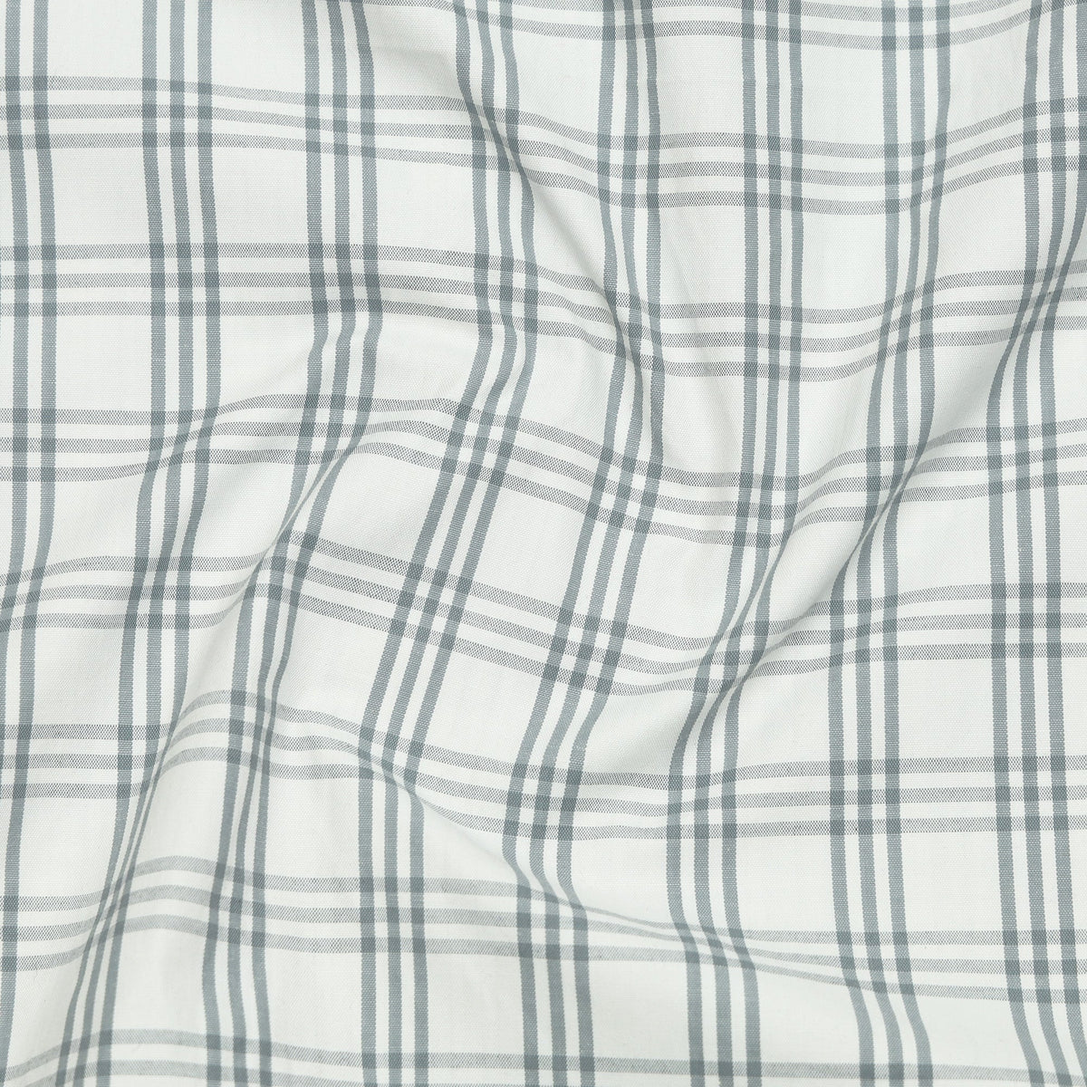 Mist Blue Classic Check Paper Cotton Shirt For Men