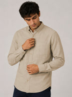 Beige Linear Linen Shirt