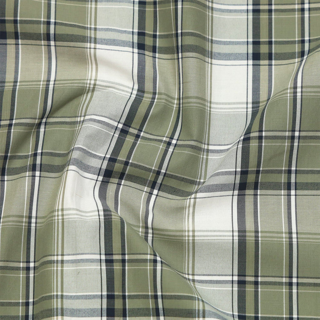 Olive Green Classic Check Paper Cotton Shirt For Men