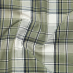 Olive Green Classic Check Paper Cotton Shirt For Men