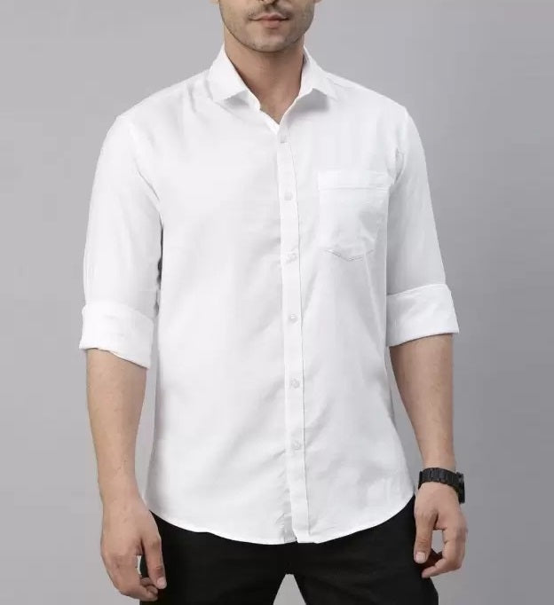 Pack of 2 Premium Cotton Solid Shirt for Man (White)