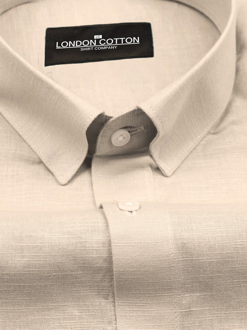 Beige Linear Linen Shirt