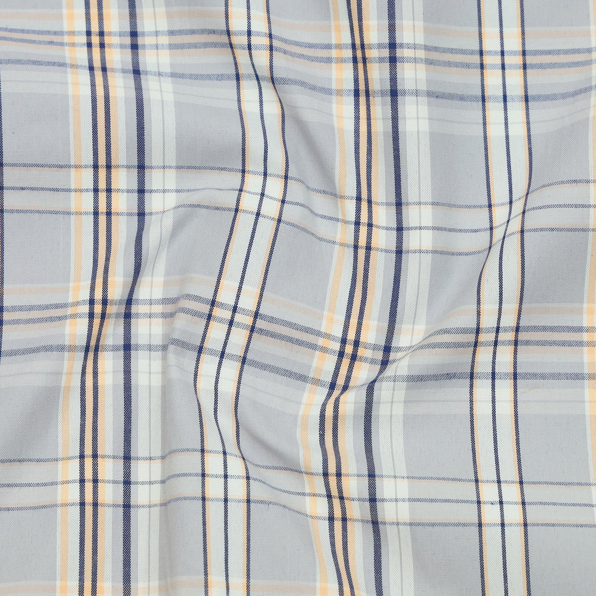 Graphite Mustard Classic Check Paper Cotton Shirt For Men