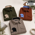 Pack Of 3 Cargo Style Khaki, Bottle Green & Brown Shirt