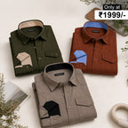 Pack Of 3 Cargo Style Khaki, Bottle Green & Brown Shirt