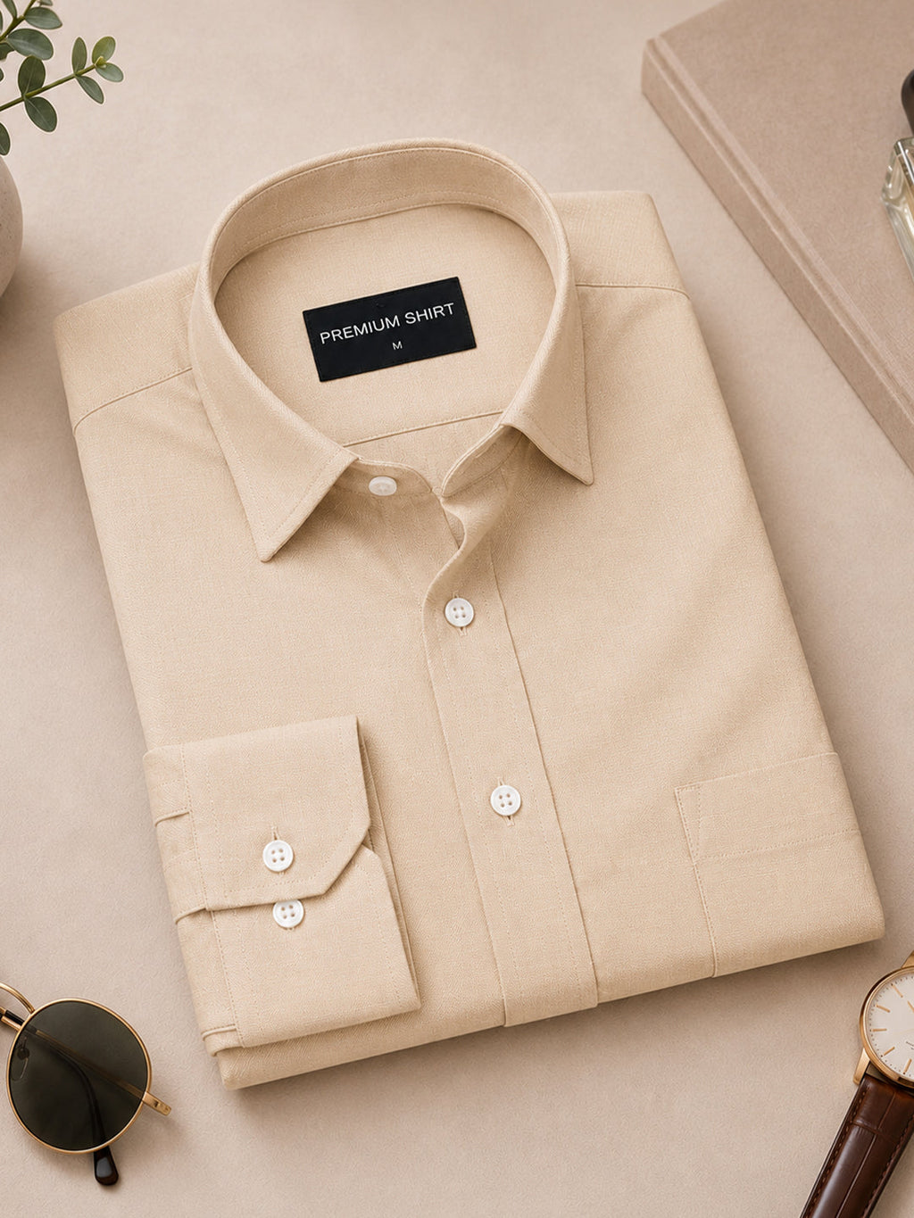 Pack of 2 Cream & Peach Formal Oxford Cotton Shirt For Men