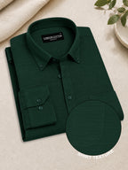 Bottle Green Linear Linen Shirt