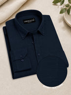 Navy Blue Linear Linen Shirt