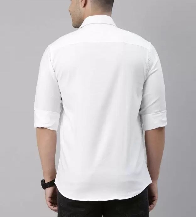 Pack of 2 Premium Cotton Solid Shirt for Man (White)