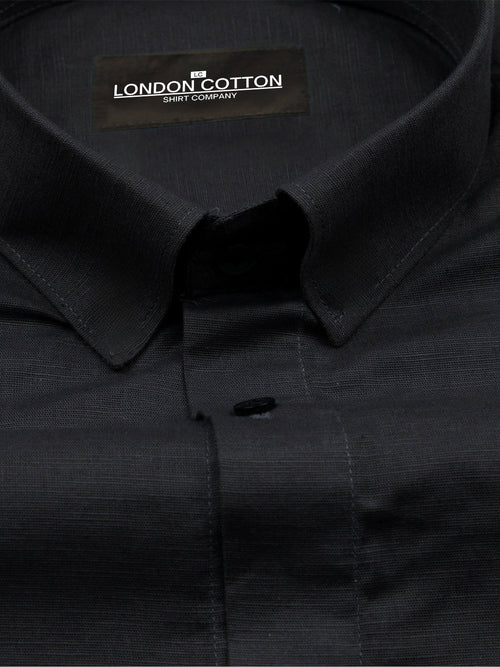 Black Linear Linen Shirt