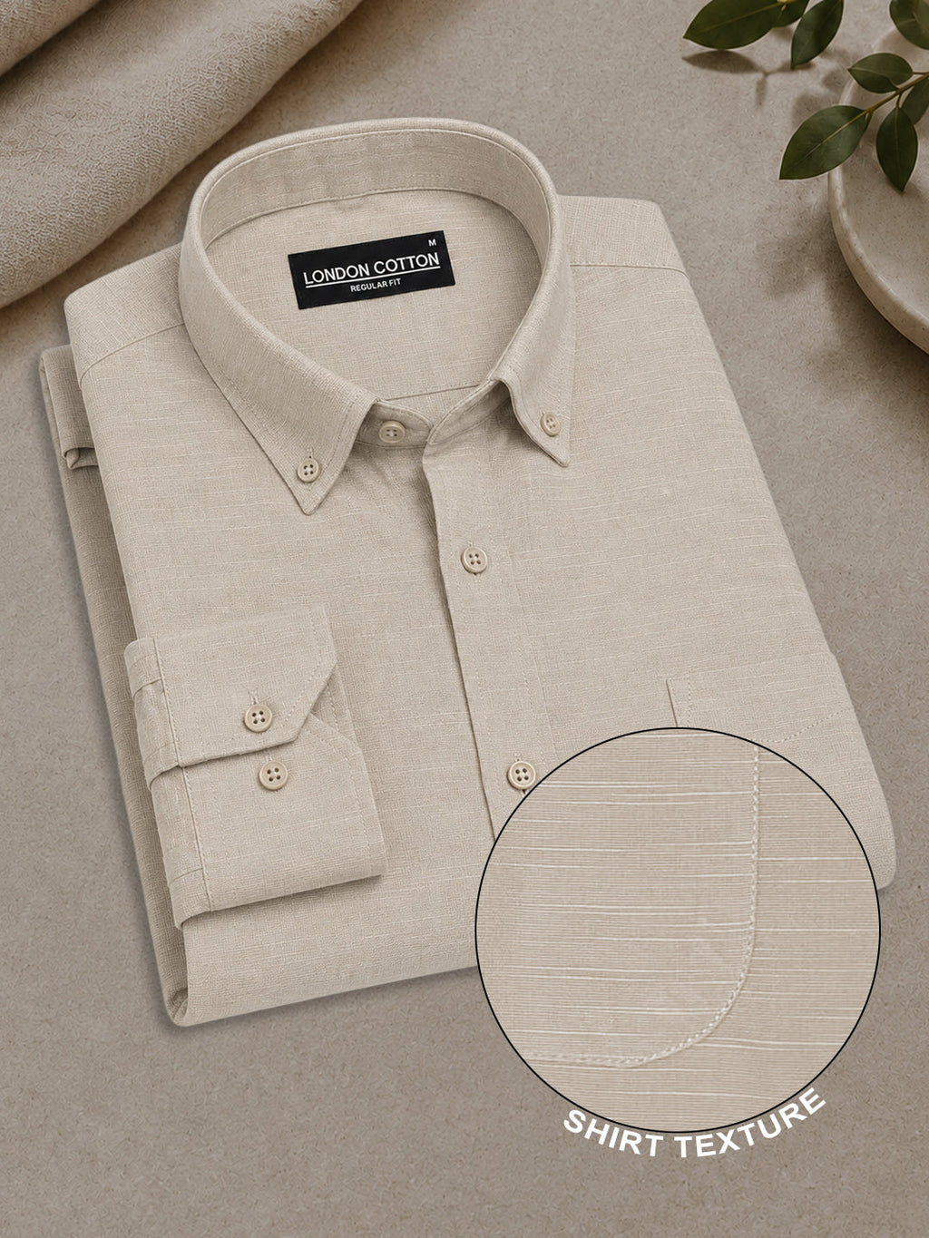 Beige Linear Linen Shirt