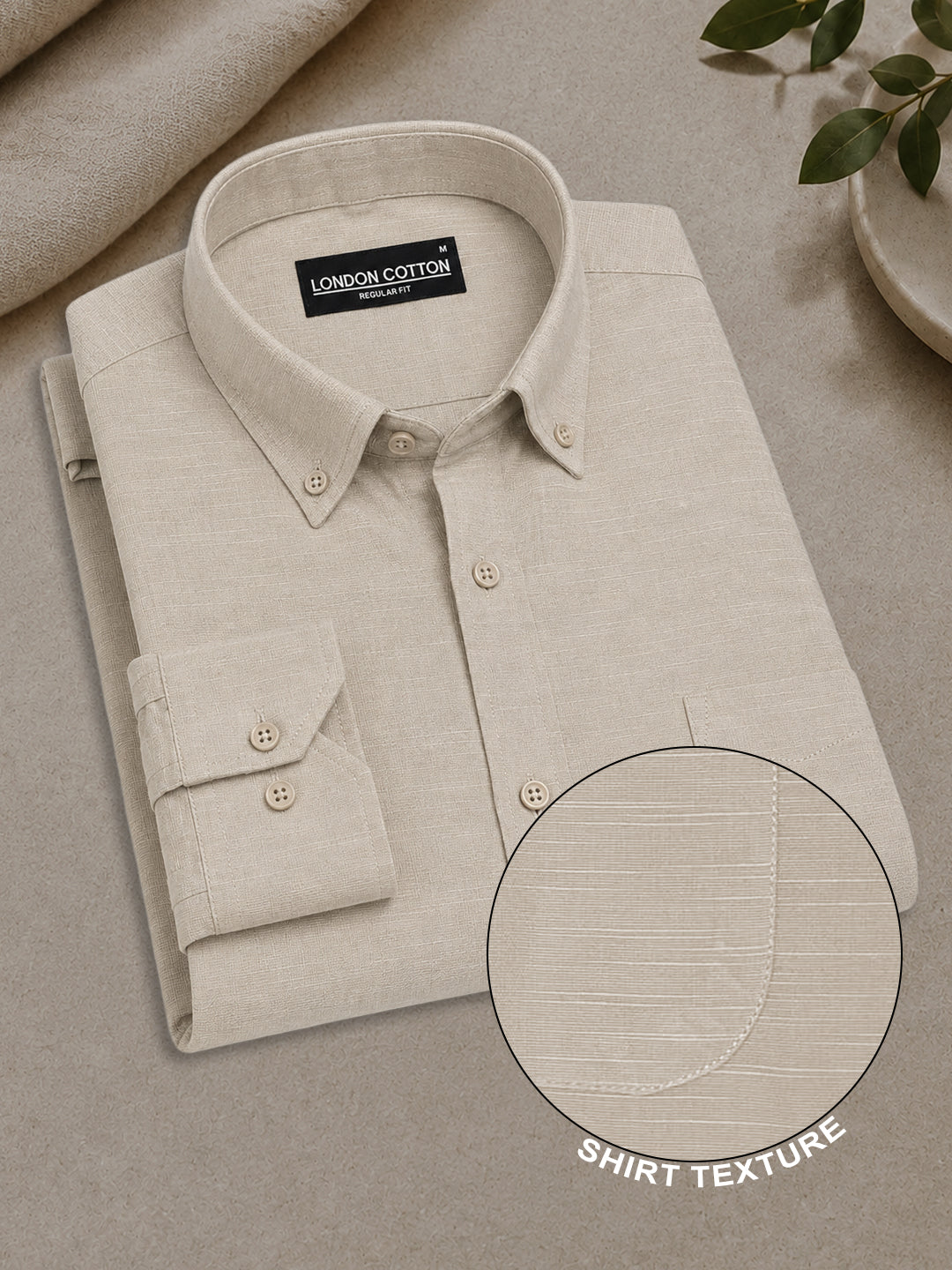 Beige Linear Linen Shirt