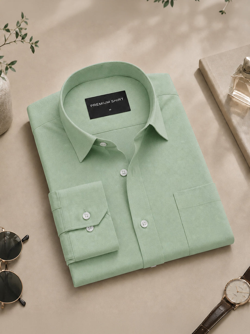 Pack of 2 White & Sea Green Formal Oxford Cotton Shirt For Men