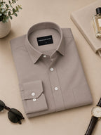 Pack of 2 White & Brown Formal Oxford Cotton Shirt For Men