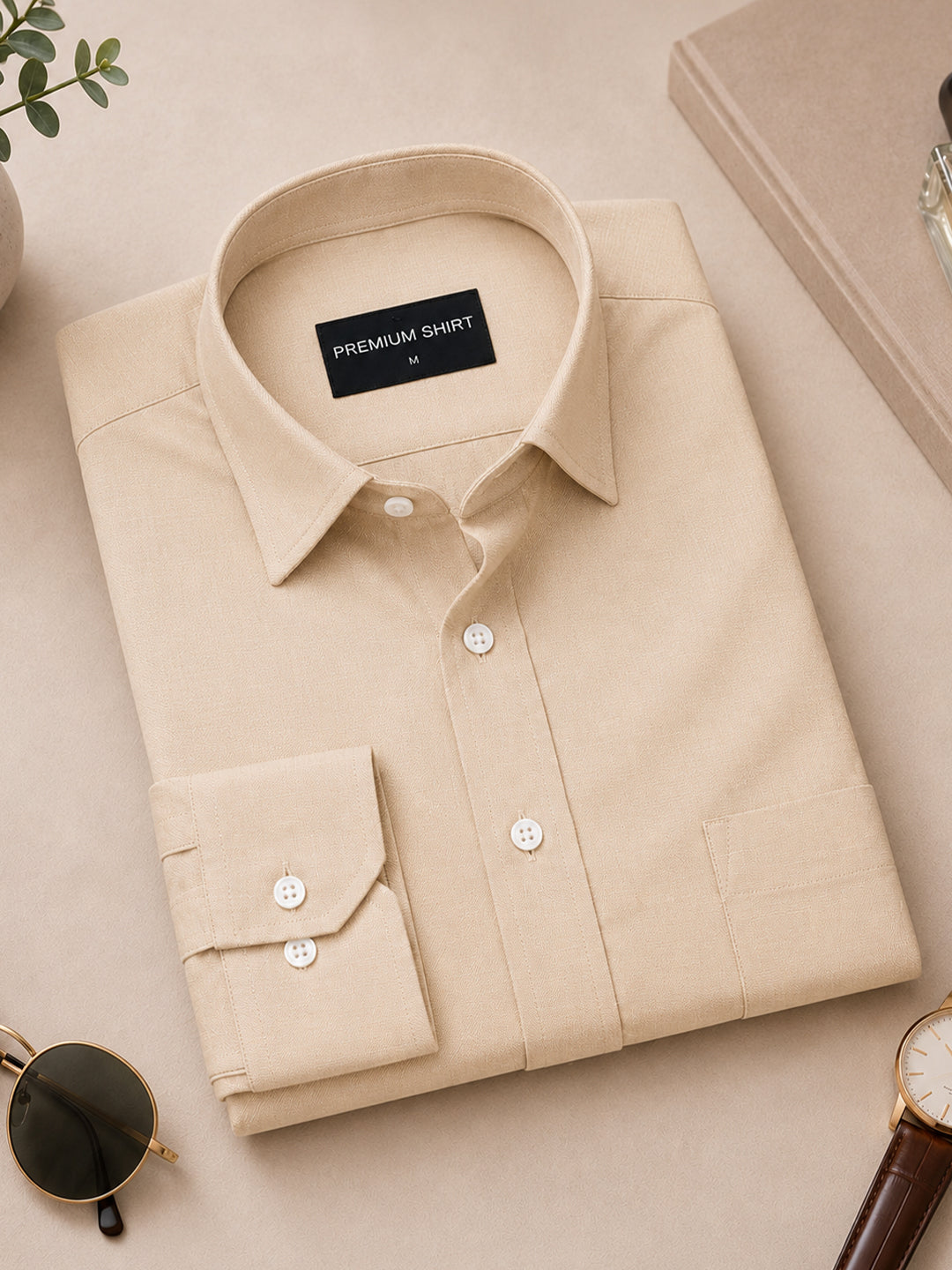 Pack of 2 Sea Green & Cream Formal Oxford Cotton Shirt For Men
