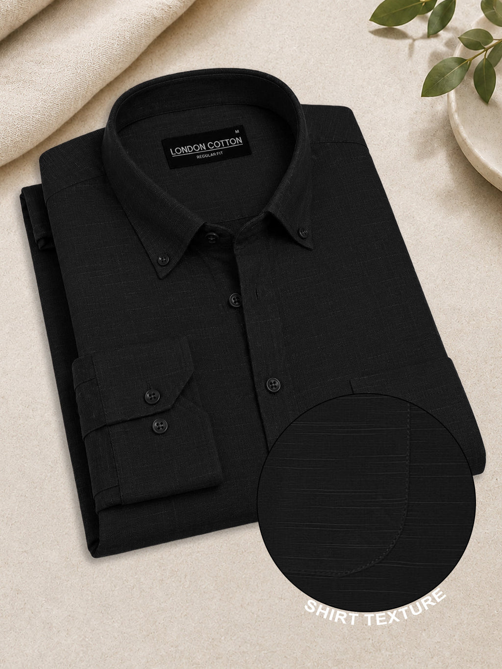 Black Linear Linen Shirt