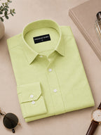 Pack of 2 Denim Blue & Lime Green Formal Oxford Cotton Shirt For Men
