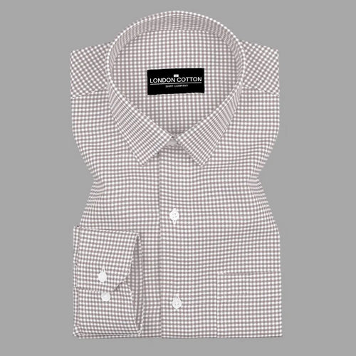 Black and white checkered shirt with 'London Cotton' label on a gray background
