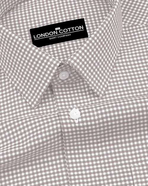 Beige Check Oxford Premium Cotton Shirt For Men