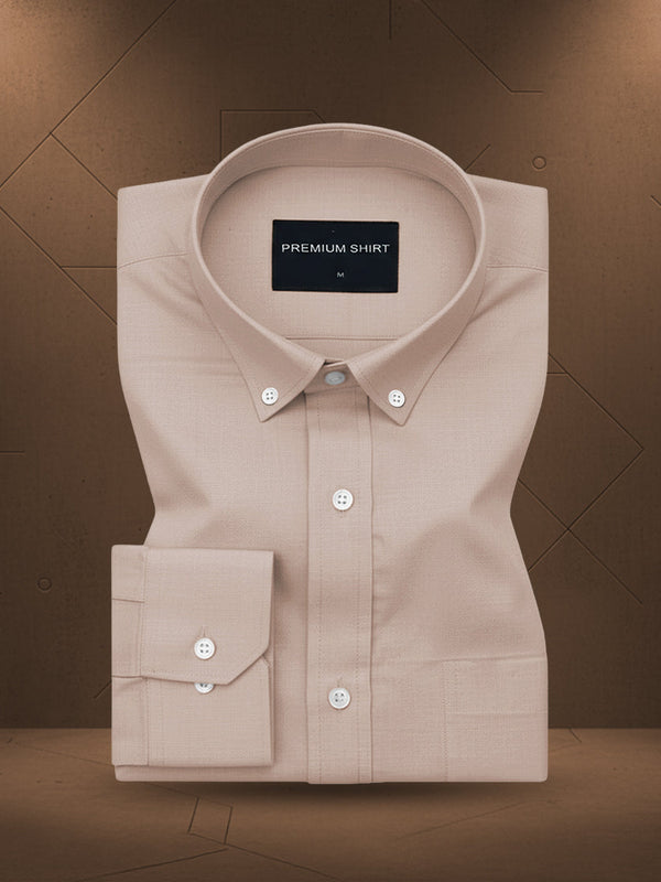 Oxford Cotton Beige Shirt For Men