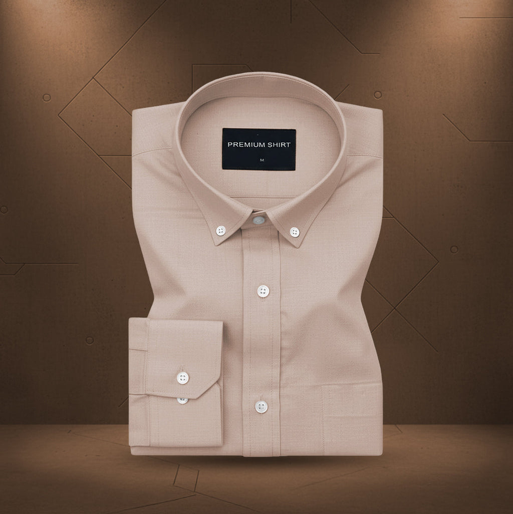 Oxford Cotton Beige Shirt For Men