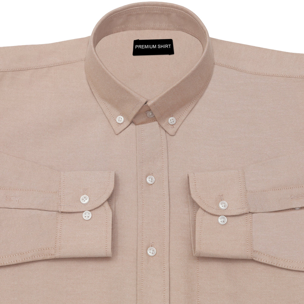 Oxford Cotton Beige Shirt For Men