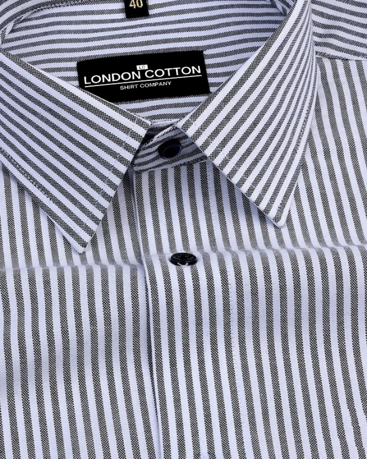 Black Stripe Oxford Premium Cotton Shirt For Men