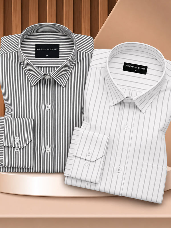 Bold Black & Bold Grey Oxford Pack of 2 Pinstripe Shirts