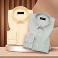Lemon & Dark Green Oxford Pack of 2 Stripe Shirts For Men