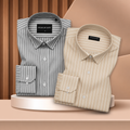 Dark Grey & Beige Oxford Pack of 2 Pinstripe Shirts