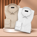 Beige & Charcoal Black Oxford Pack of 2 Pinstripe Shirts