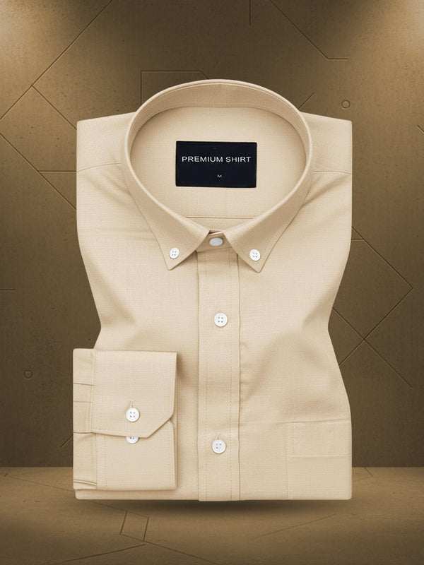 Oxford Cotton Cream Shirt For Men