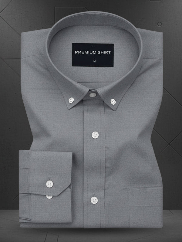 Oxford Cotton Dark Grey Shirt For Men