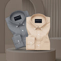 Pack of 2 Oxford Cotton Shirt For Men (Dark grey & Cream)
