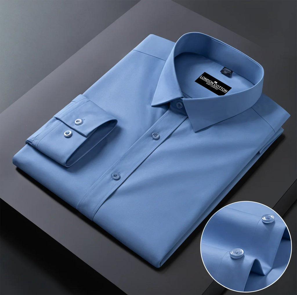 Pack of 2 Premium Cotton Solid Shirt for Man (Skin, Denim Blue)