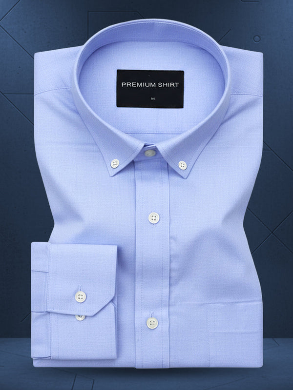 Oxford Cotton Denim Blue Shirt For Men