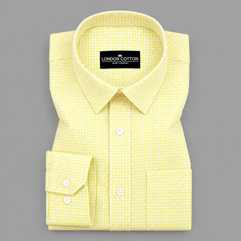 Lemon Check Oxford Premium Cotton Shirt For Men