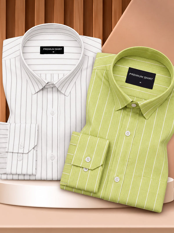Bold Grey & Pistachio Oxford Pack of 2 Pinstripe Shirts