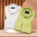 Bold Grey & Pistachio Oxford Pack of 2 Pinstripe Shirts