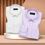 Bold Grey & Purple Oxford Pack of 2 Pinstripe Shirts