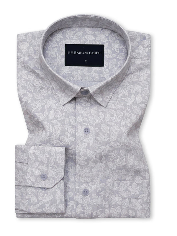 Frosted Lavender Abstract Linen Shirt For Men