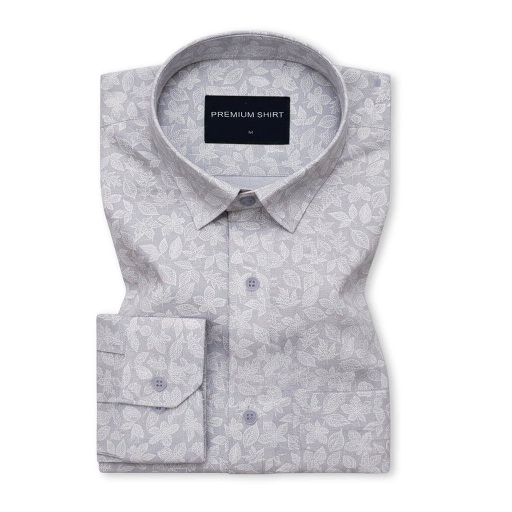 Frosted Lavender Abstract Linen Shirt For Men