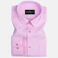 Pink striped shirt with 'London Cotton' label on a white background
