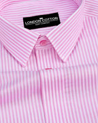 Light Pink Stripe Oxford Premium Cotton Shirt For Men