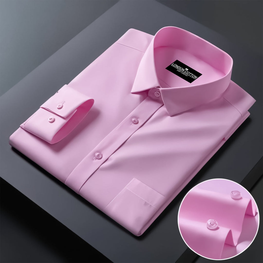 Pack of 2 Premium Cotton Solid Shirt for Man (Silver, Light Pink)