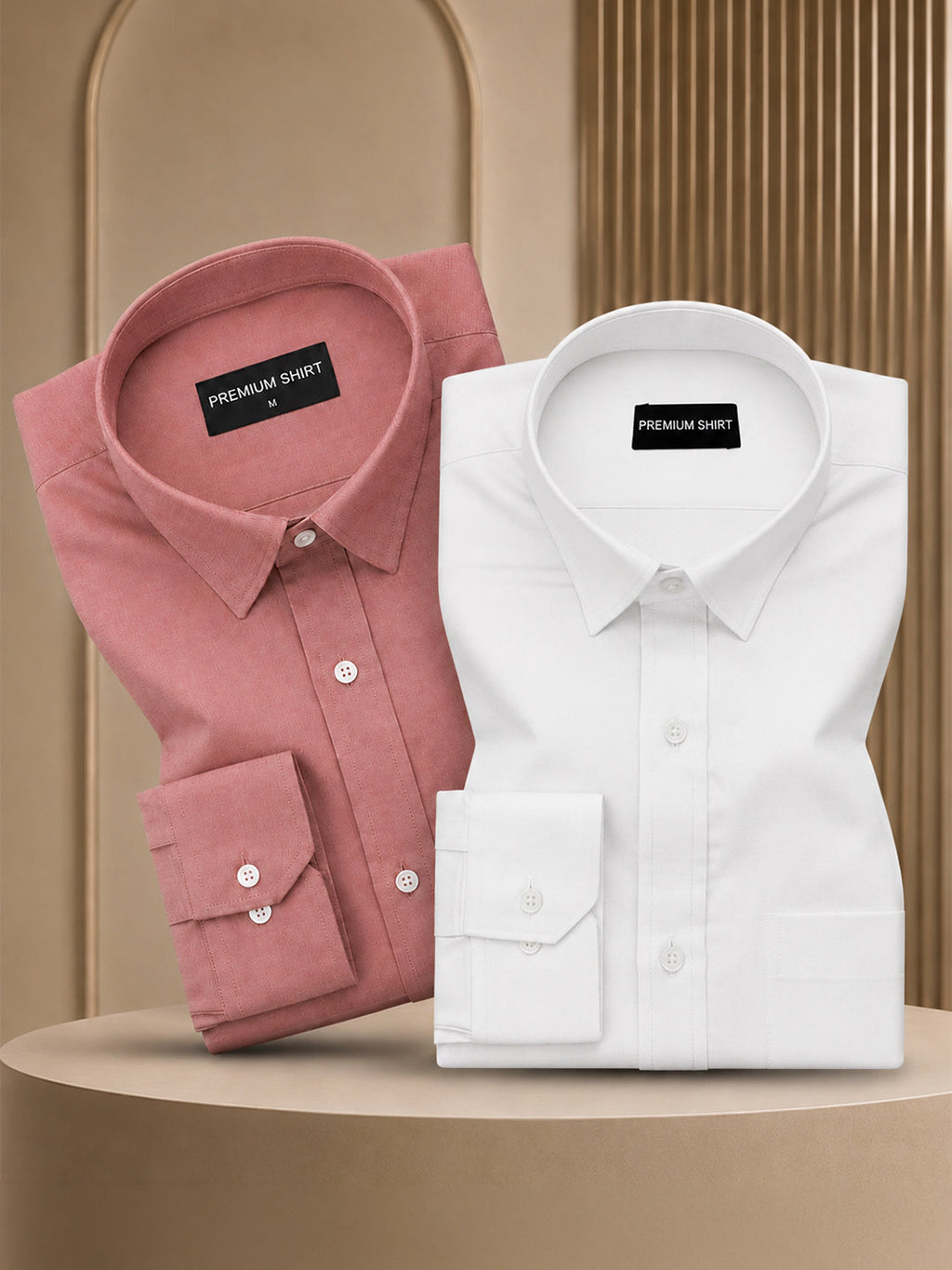 Pack of 2 Maroon & White Formal Oxford Cotton Shirt For Men